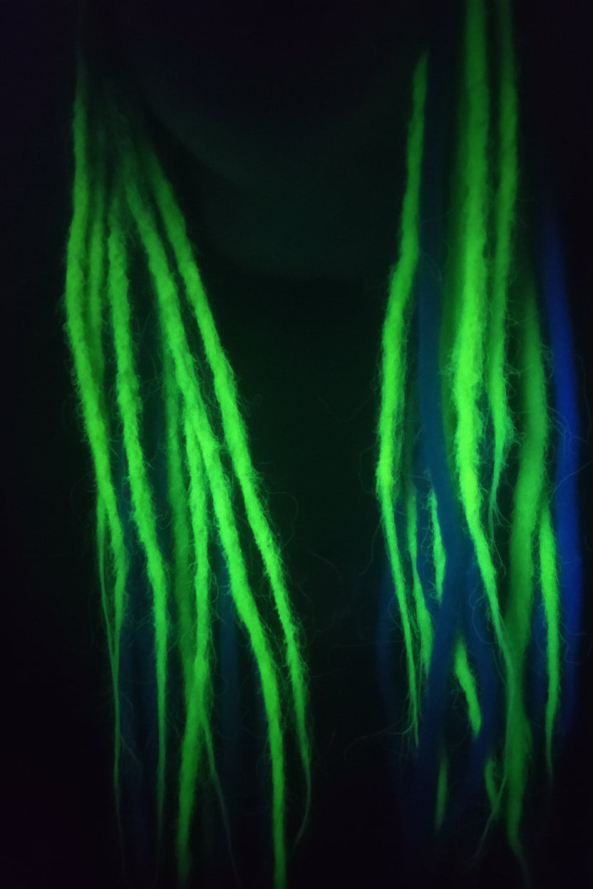 Slime Colored Blacklight reactive Dreadlocks